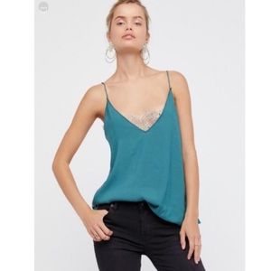 Free People bandeau lace cami green top